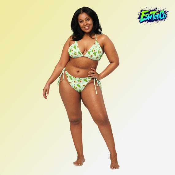Avocados Graphic Print (avocado green)Women's recycled string bikini, Women's Swimwear