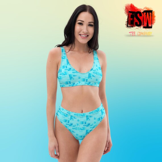 Sky Blue Teal Eco Friendly high-waisted bikini
