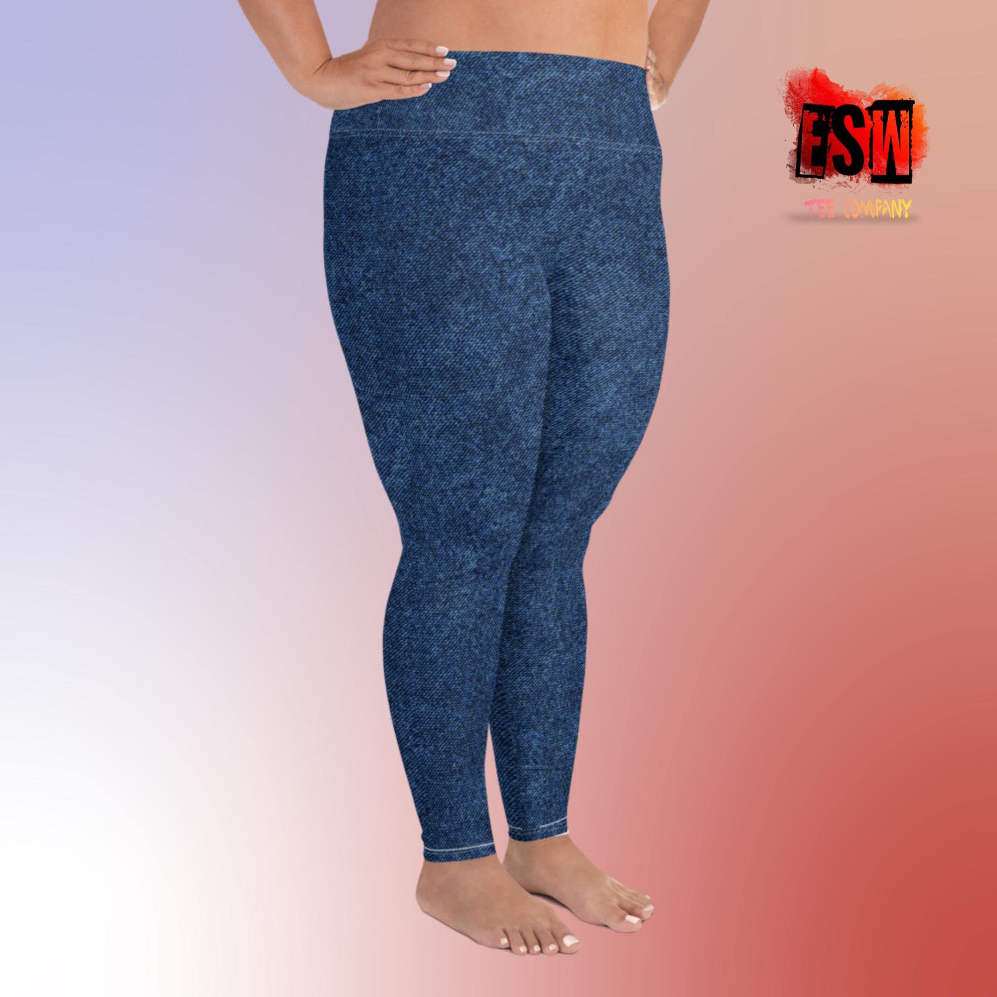 Sexy Dance Ladies Fake Jeans Oversized Printed Denim Jeggings Plus Size Look  Print Slim Fit Trousers Skinny Yoga Bottoms Mid Blue 5XL  Walmartcom