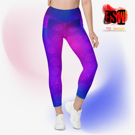 Colorful foodie graphic printed Leggings with pockets