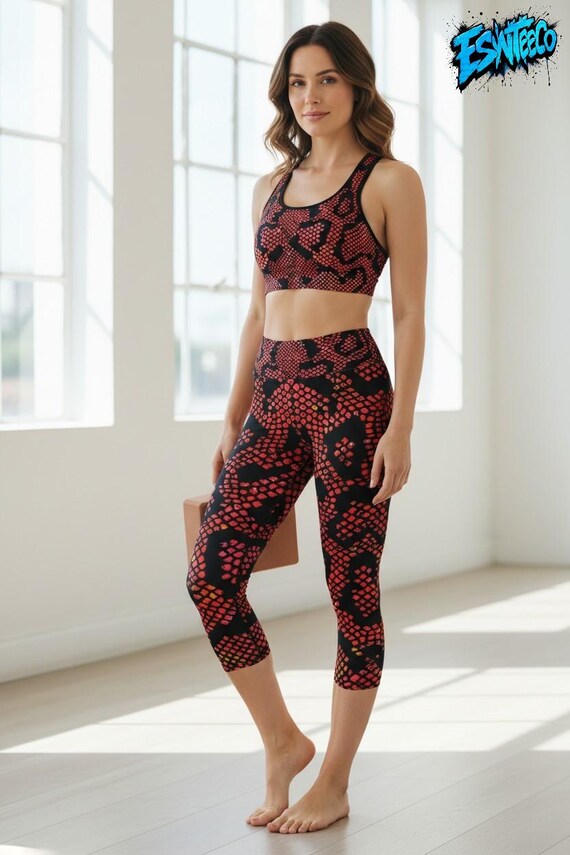 Colorful Snake print Yoga Capri Leggings