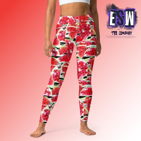 Watermelon print Women's Yoga Leggings, Women's Activewear