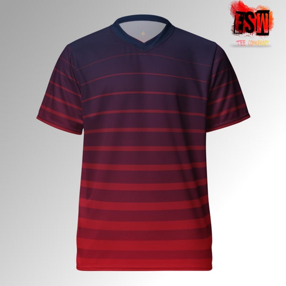 Navy and Red pattern Recycled unisex,men's, women's sports jersey