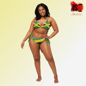Jamacian flag All-over print recycled Women&#39;s string bikini, Women&#39;s Swimwear