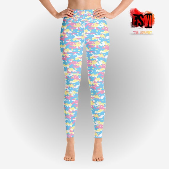 Baby Blue Camo Women's Yoga Leggings Women's Activewear