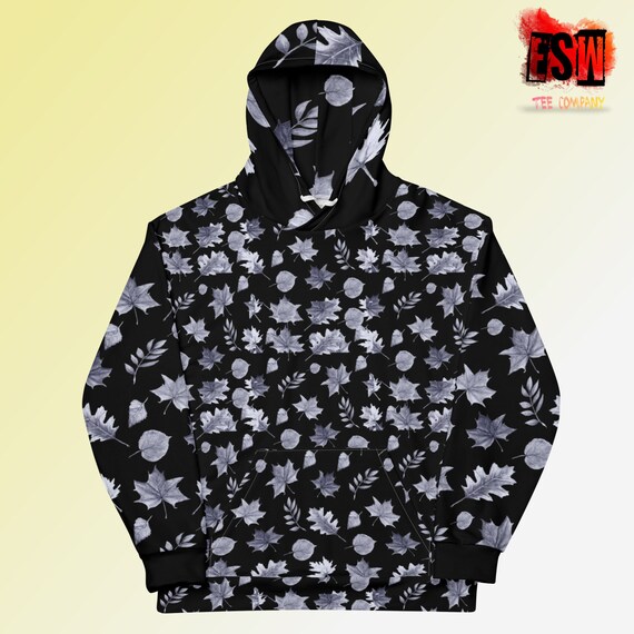 Black Fall leaves print Unisex, Men's,Women's Hoodie