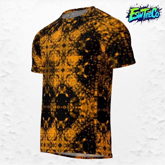 Gold Geo Graphic and Black Men's Rash Guard Men's Activewear