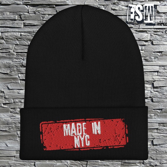 Made In NYC Embroidered Knitted Fall,Winter Cuffed Beanie
