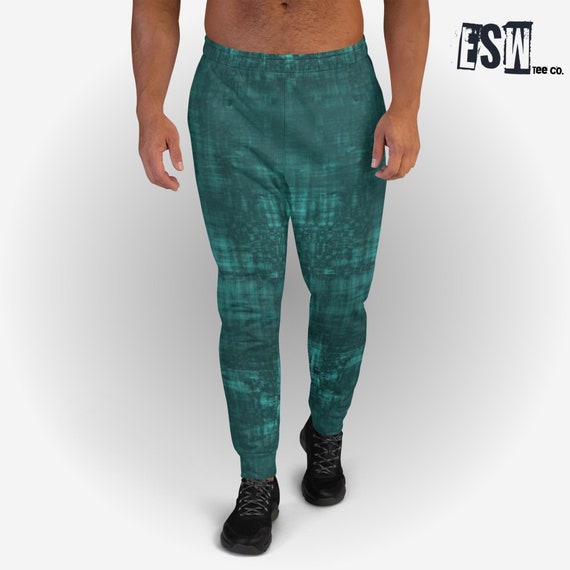 Deep Green/Aqua Men's Joggers,Men's Activewear