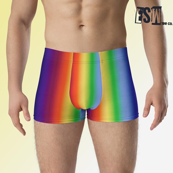 Rainbow Graphic Print Men's Boxer Briefs, Men's Underwear