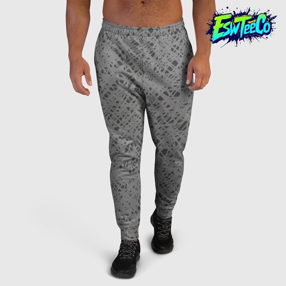 Platinum Grey and Charcoal Pattern Print Men's/Unisex Joggers