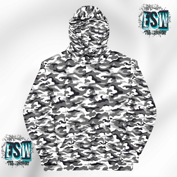 Black and White Camoflage Print Unisex,Men's, Women's Hoodie