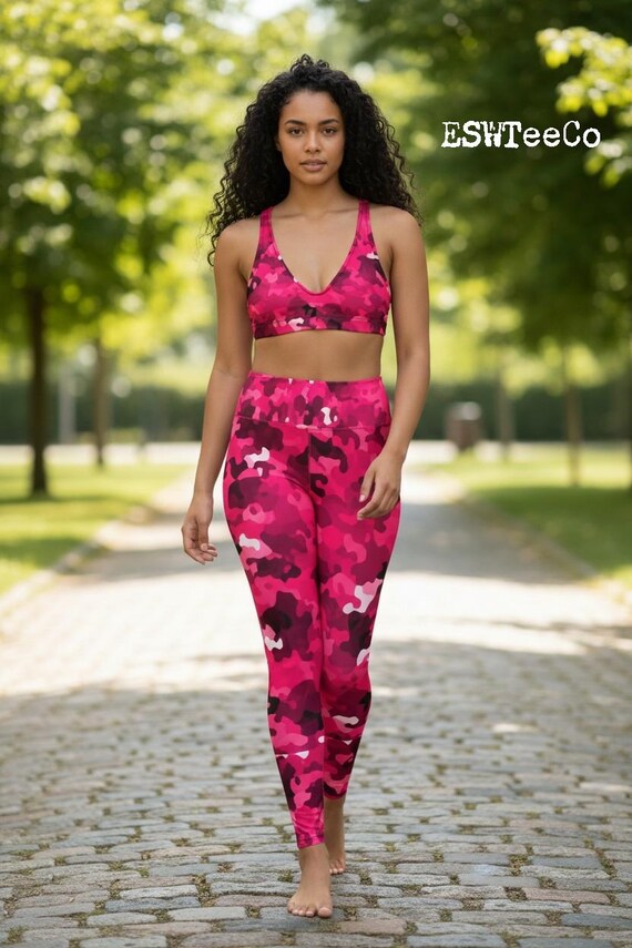 Fuchsia pink camouflage women's Yoga Leggings Women's Activewear