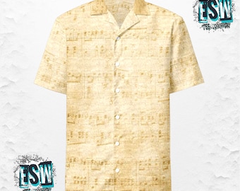 Musical notes print Unisex,Men's button shirt, Men's Casual Dress wear