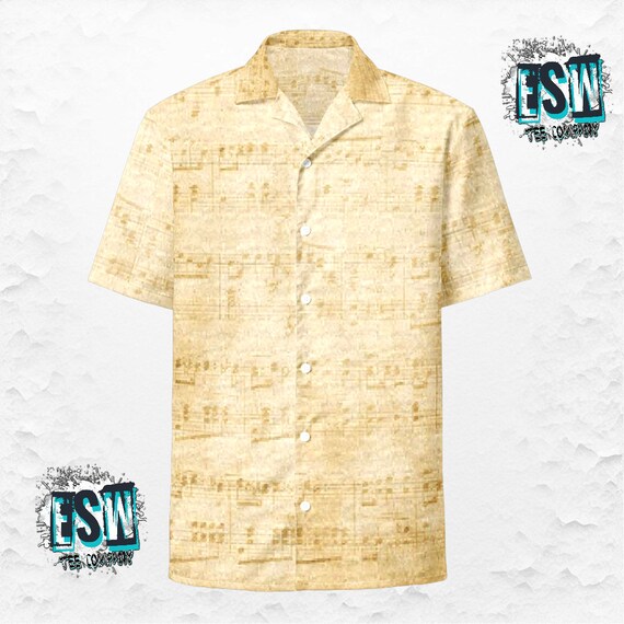 Musical notes print Unisex,Men's button shirt, Men's Casual Dress wear