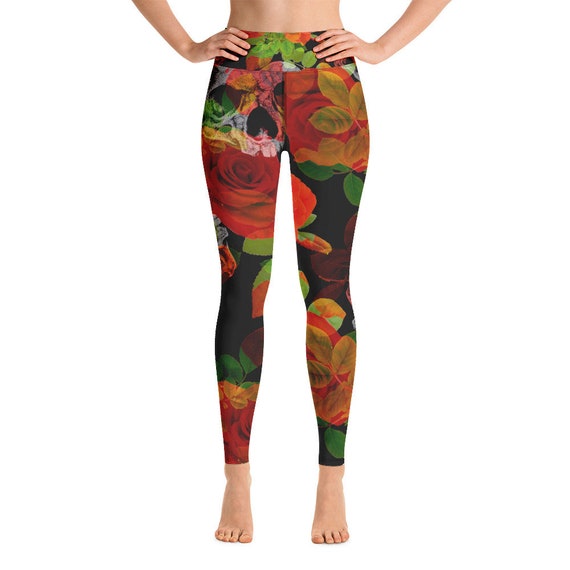Skulls and flowers print Yoga Leggings