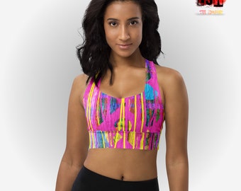 Abstract Art print Longline sports bra