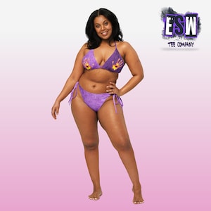 Purple Handprint Recycled string bikini Women&#39;s Swimwear