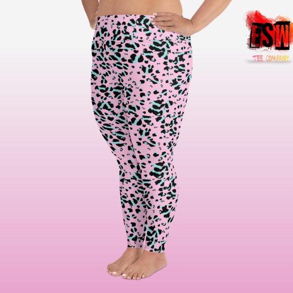 Pink Animal Print Women's Plus Size Leggings Women's Activewear