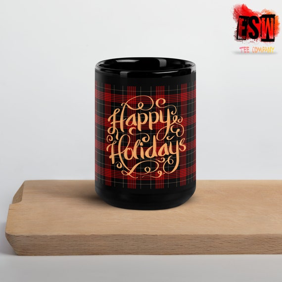 Happy Holidays Black Glossy Coffee/Tea Mug