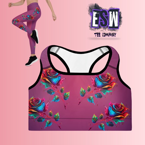 Roses floral print Padded Sports Bra Women's Activewear