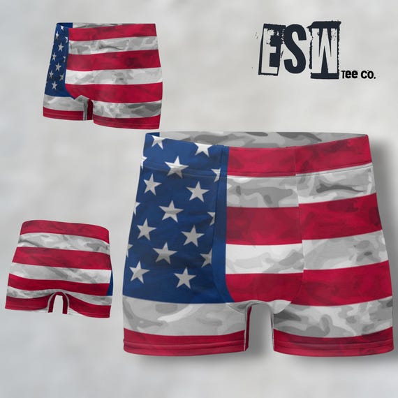 American Flag Print Men's Boxer Briefs, Men's Underwear