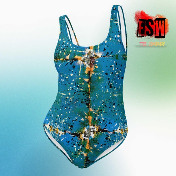 Blue Paint One-Piece Swimsuit