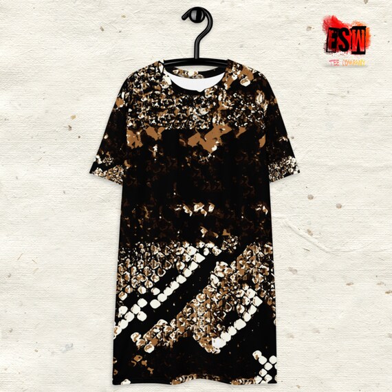 Snake skin graphic print fun T-shirt dress