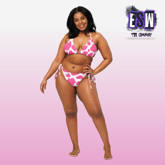 Pink Animal print recycled string bikini Women's Swimwear