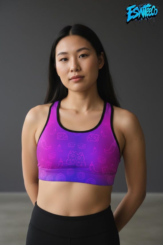 Colorful foodie graphic Sports bra