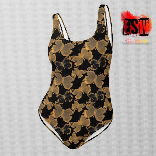 Butterfly Print Plunge Tie-Shoulder One Piece Swimsuit main image 1