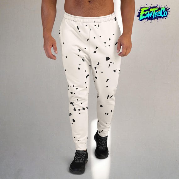 Speckle Cream and Black Pattern Print Men's/Unisex Joggers