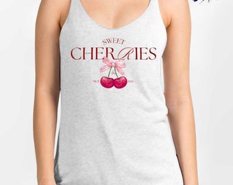 Cherries Graphic Print Tank Top Women's Racerback Tank