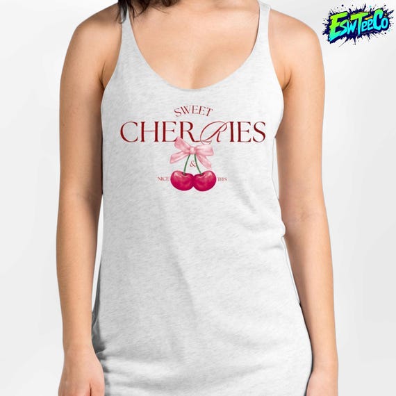 Cherries Graphic Print Tank Top Women's Racerback Tank