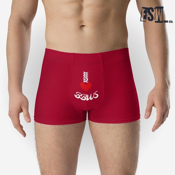 Love BBWS(Red) Men's Boxer Briefs, Men's Underwear