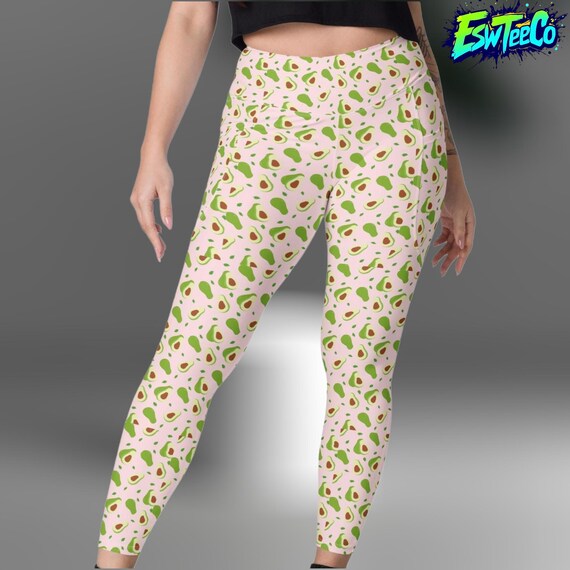 Avocados (Peach) Graphic Print Women's Yoga Leggings with pockets, Women's Activewear