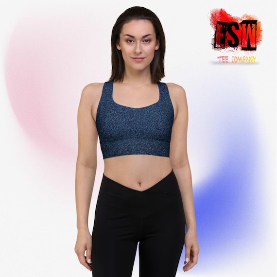 Denim graphic print Longline sports bra Women's Activewear