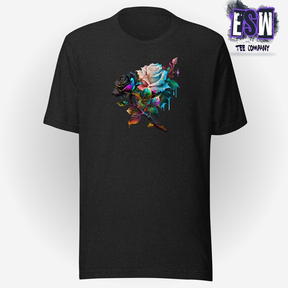Black Rose White Rose Floral print Unisex, Men's, Women's t-shirt