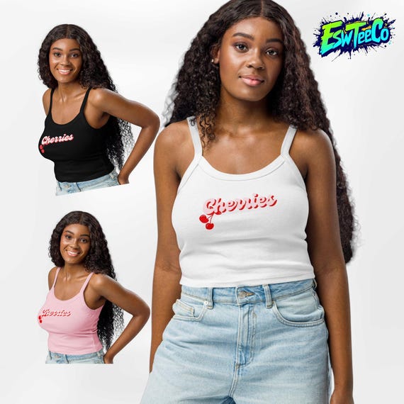 Cherries Graphic Print Women’s micro-rib tank top