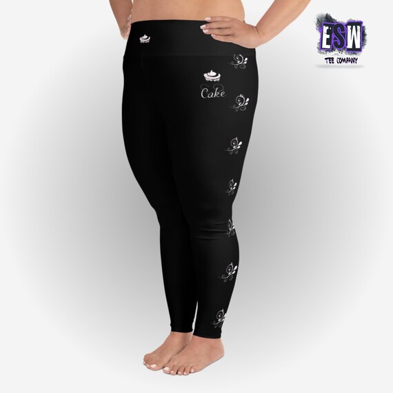 Cake Collection AOP Graphic Women's Print Plus Size Leggings, Women's Activewear