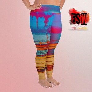 Colorful denim All-Over Print Plus Size Leggings Women&#39;s Activewear