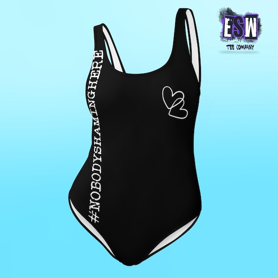 No Body Shaming Here Black One-Piece Women's Swimsuit,Women's Swimwear