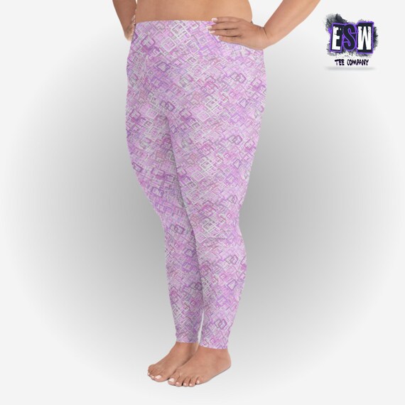 Pink design Print Plus Size Women's Yoga Leggings, Women's Activewear