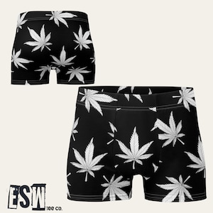 Black and White Leaf Floral print Men&#39;s Boxer Briefs
