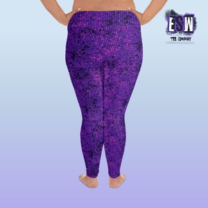 Purple pixel Print Plus Size Women's Yoga Leggings