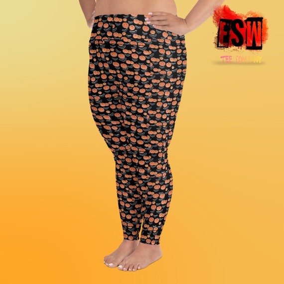Halloween Pumpkin Print Plus Size Women's Yoga Leggings,Women's Activewear