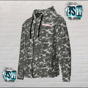 Grey camouflage Blessed Unisex, Men&#39;s, Women&#39;s zip hoodie