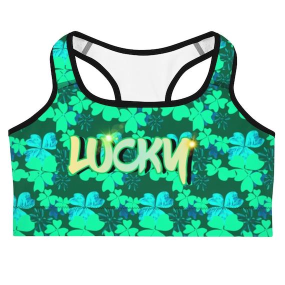 Lucky Shamrock print sports bra