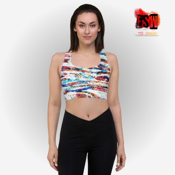 Colorful zebra print Longline sports bra Women's Activewear