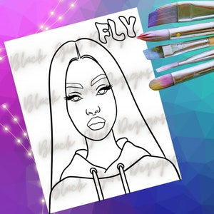 Fly Girl zwarte meid verf en nipje png canvasafbeelding, tiener verf partij png, kleurplaat van African American Girl zelfliefde bevestiging SVG